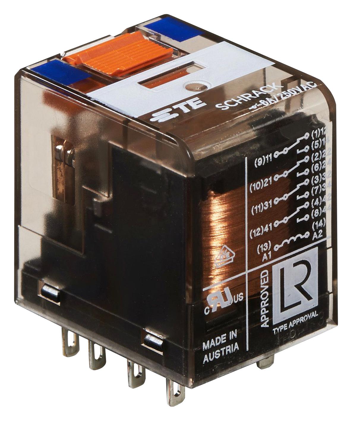 PT580024 POWER RELAY, 4PDT, 24VDC, SOCKET SCHRACK - TE CONNECTIVITY