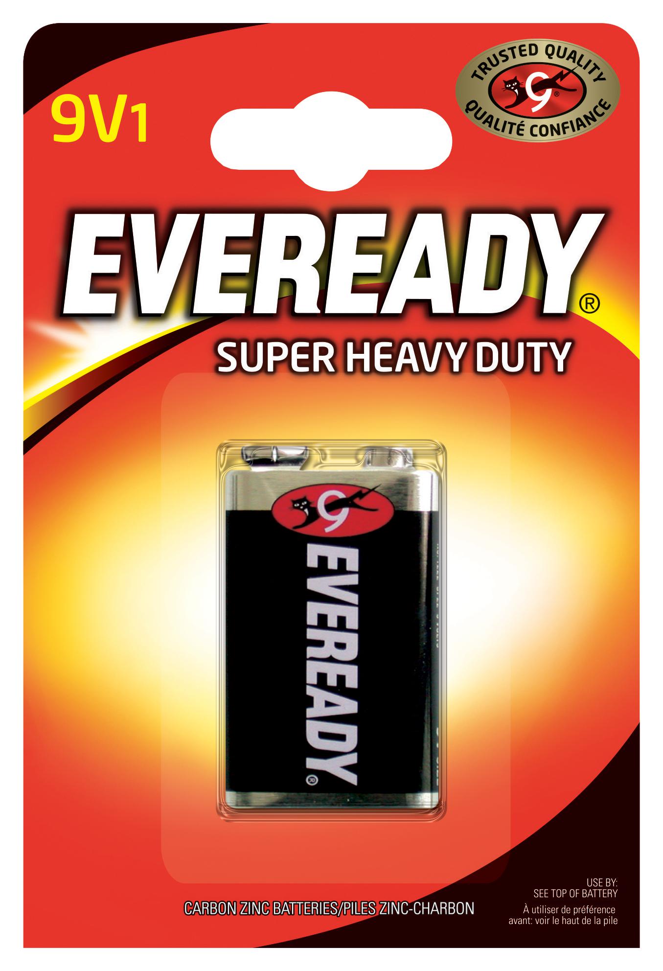 E300787100 BATTERY, ZINC CHLORIDE, 9V, 0.4AH, E EVER READY