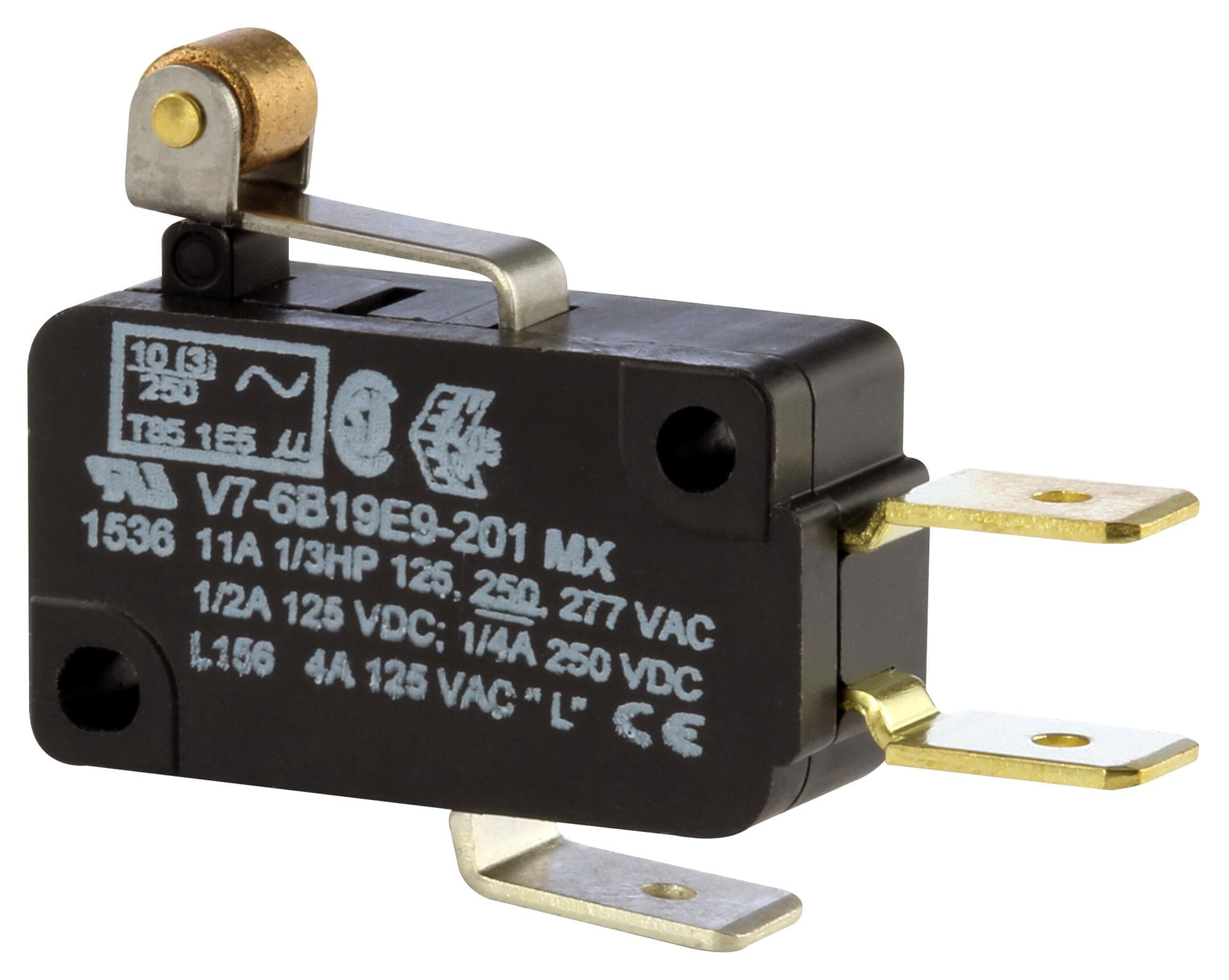 V7-6B19E9-201 MICROSW, SPDT, ROLLER LEVER, 11A, 250VAC HONEYWELL