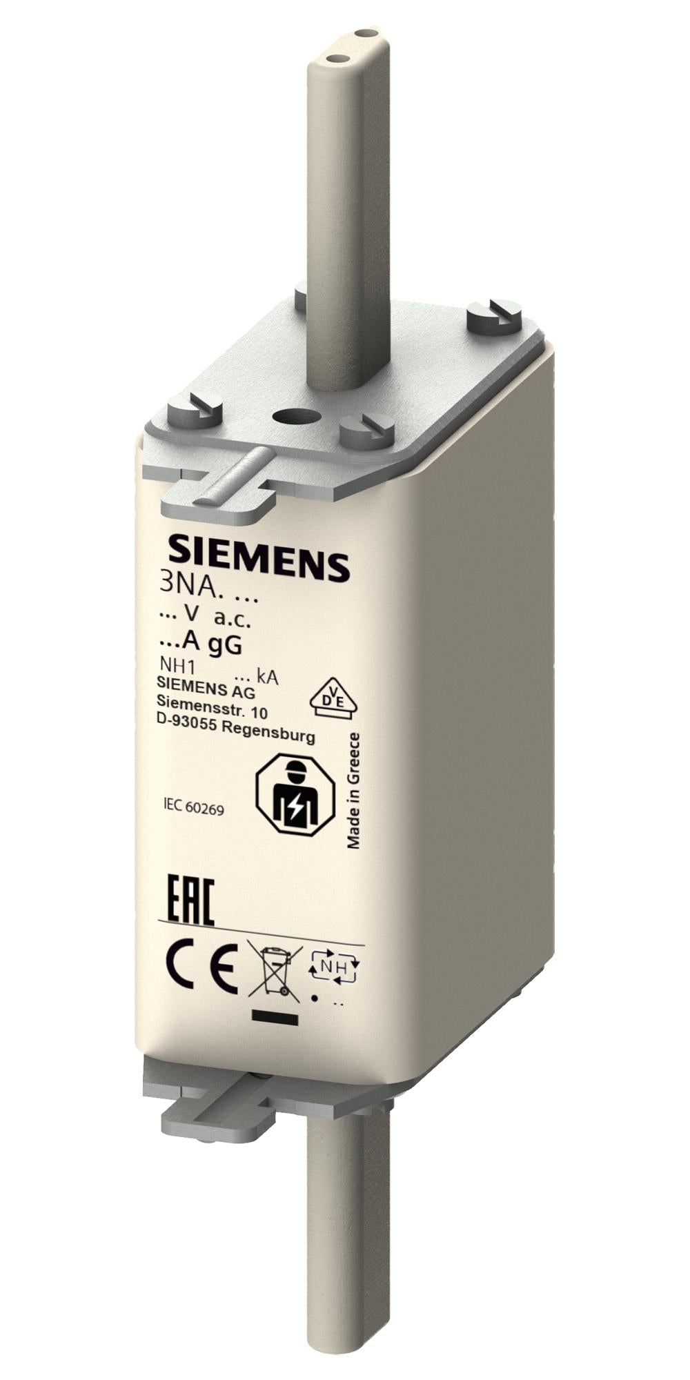 3NA3117 HRC FUSE, 40A, 500VAC, 440VDC, BLADE TAG SIEMENS