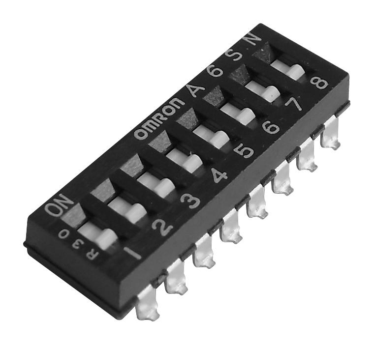 A6SN-8104 DIP SW, SPST, 0.025A, 25VDC, 8POS, SMD OMRON