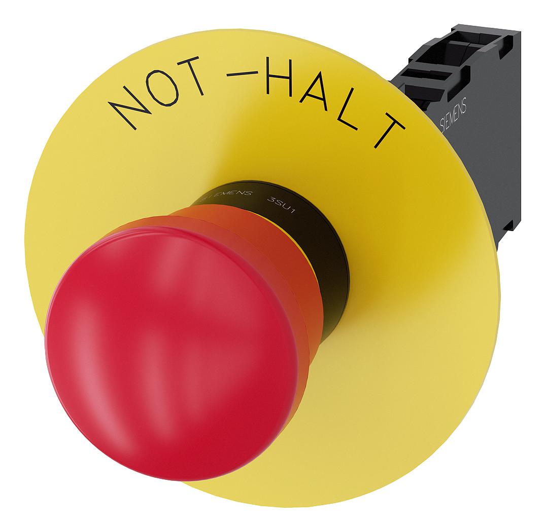 3SU1100-1HA20-1FH0 E-STOP SWITCH, SPST-NC/NO, 10A, 500V SIEMENS