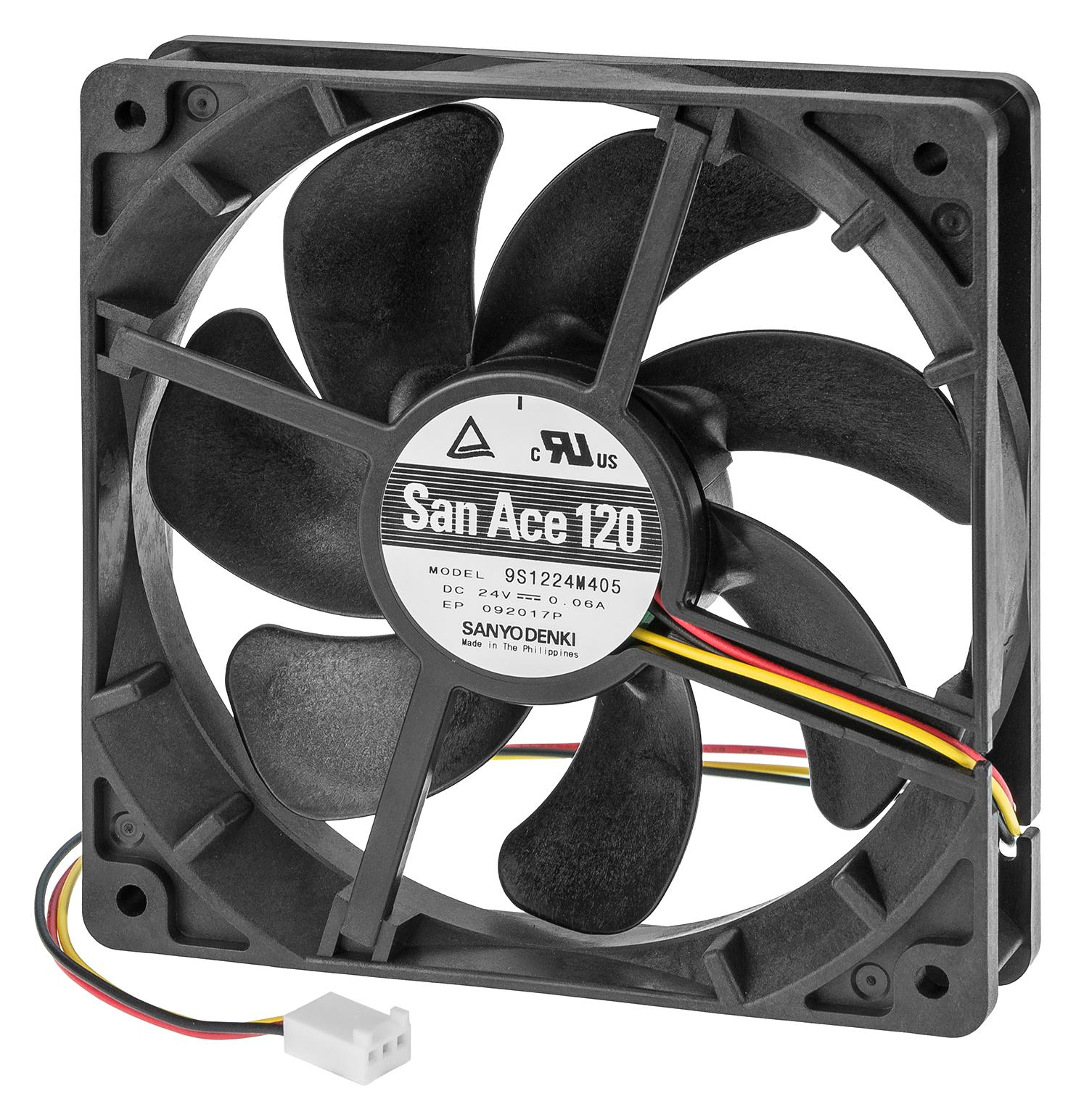 9S1224M405 AXIAL FAN, 120MM, 24VDC, 58.6CFM, 24DBA SANYO DENKI