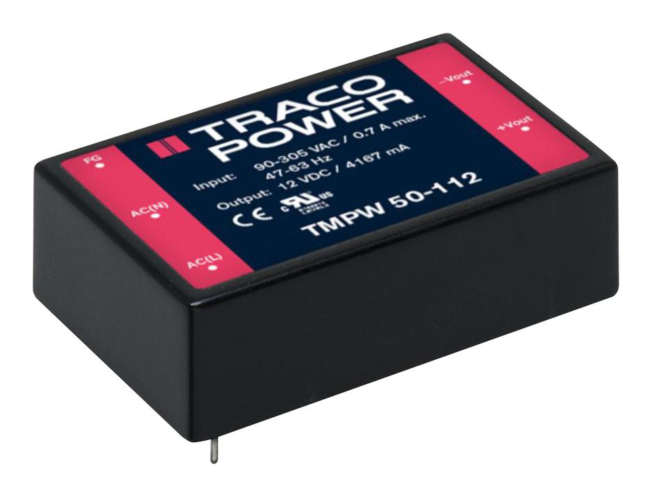 TMPW 50-112 POWER SUPPLY, AC-DC, 12V, 4.167A TRACO POWER