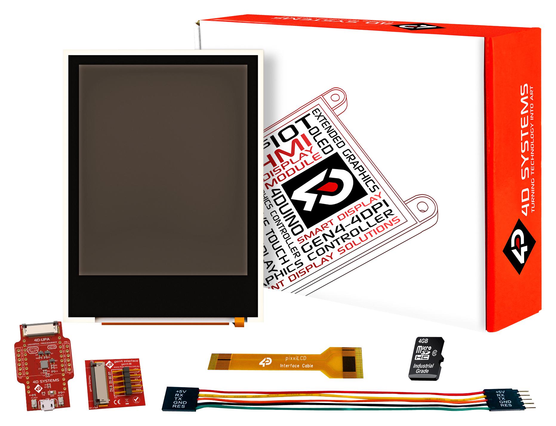 SK-PIXXILCD-20P2 STARTER KIT, 2" GRAPHIC DISPLAY 4D SYSTEMS