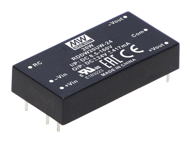 RDDW20UW-12 DC-DC CONVERTER, 2 O/P, 20W MEAN WELL