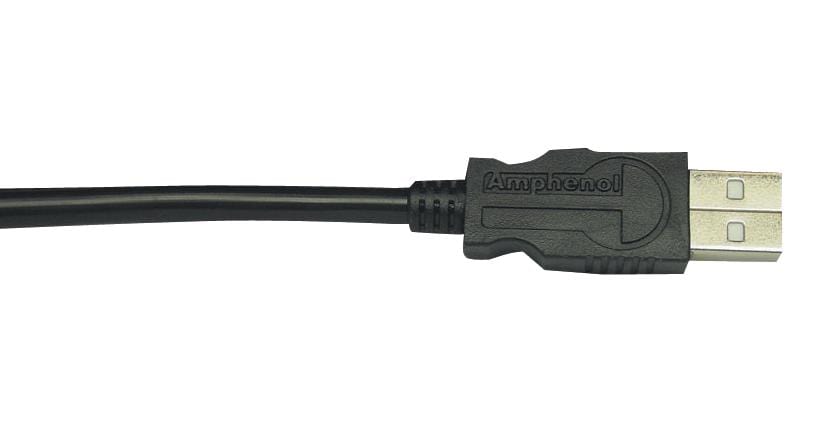 USB2AA100PUHFFR USB CABLE, 2.0 A PLUG-A PLUG, BLK, 1M AMPHENOL SOCAPEX