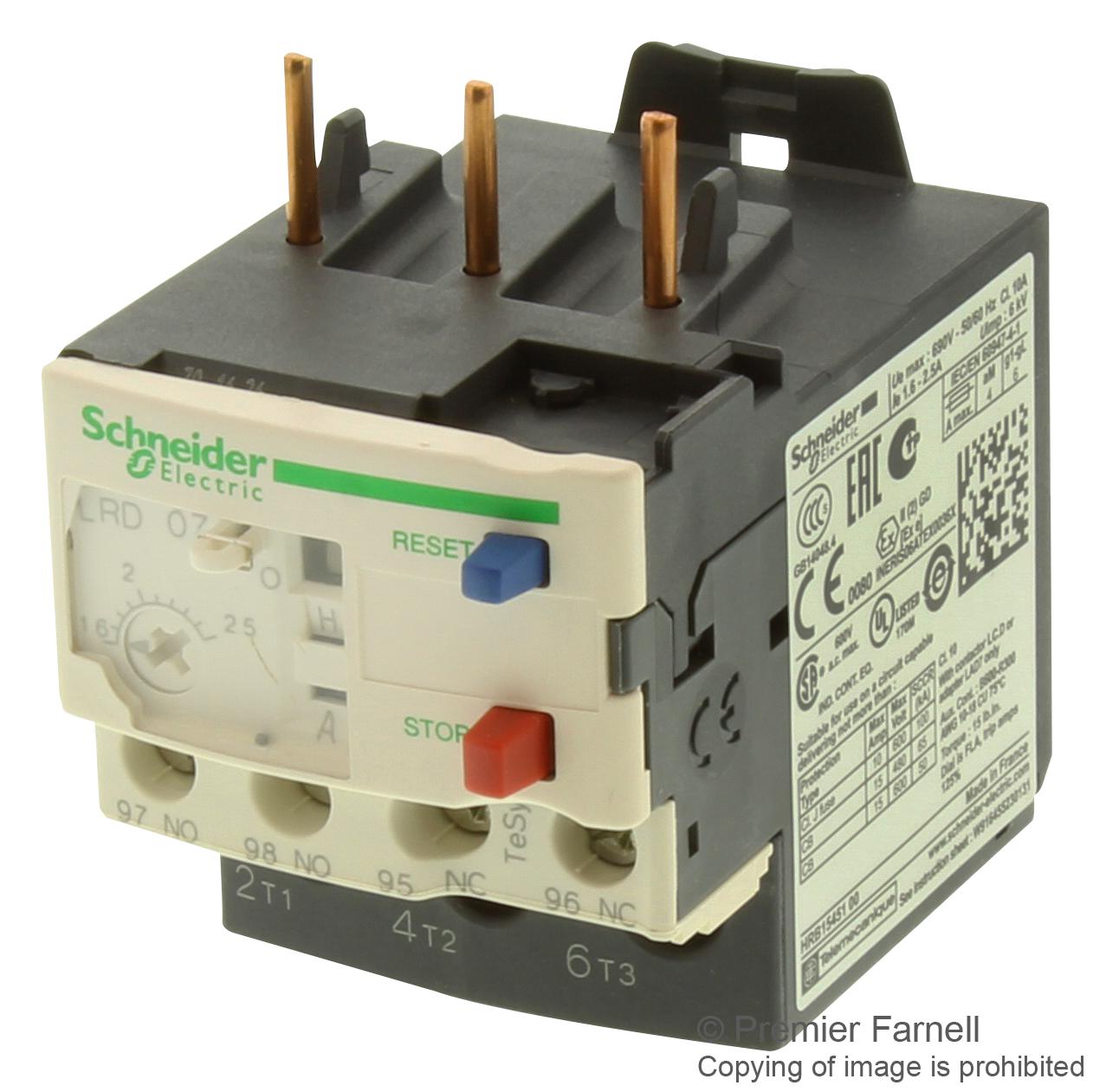 LRD07 RELAY, OVERLOAD, 1.6A - 2.5A SCHNEIDER ELECTRIC