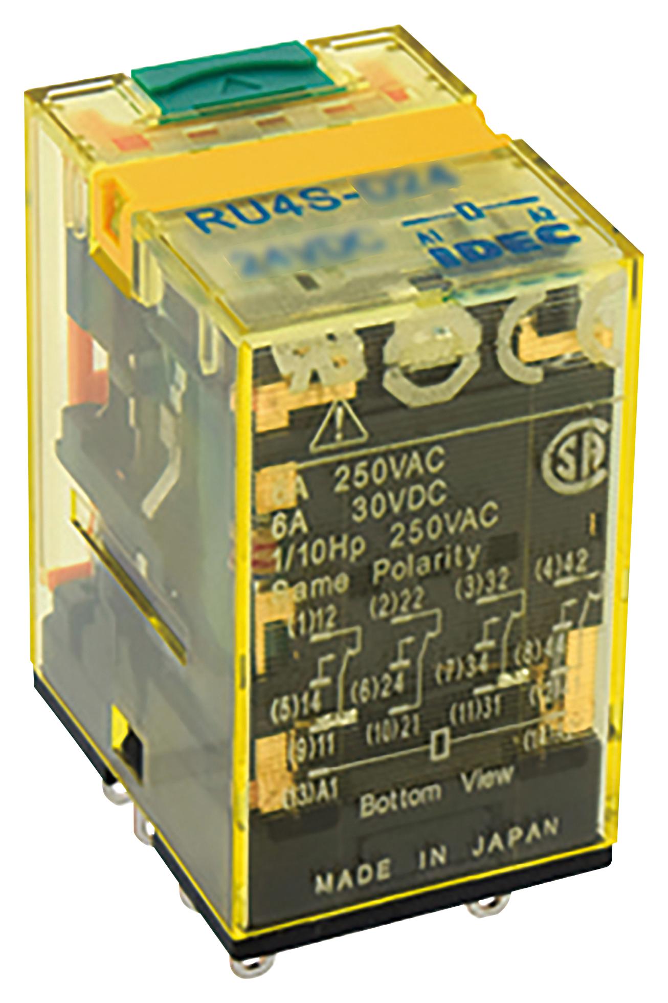 RU4S-D1-D24 POWER RELAY, 4PDT, 24VDC, 6A, SOCKET IDEC