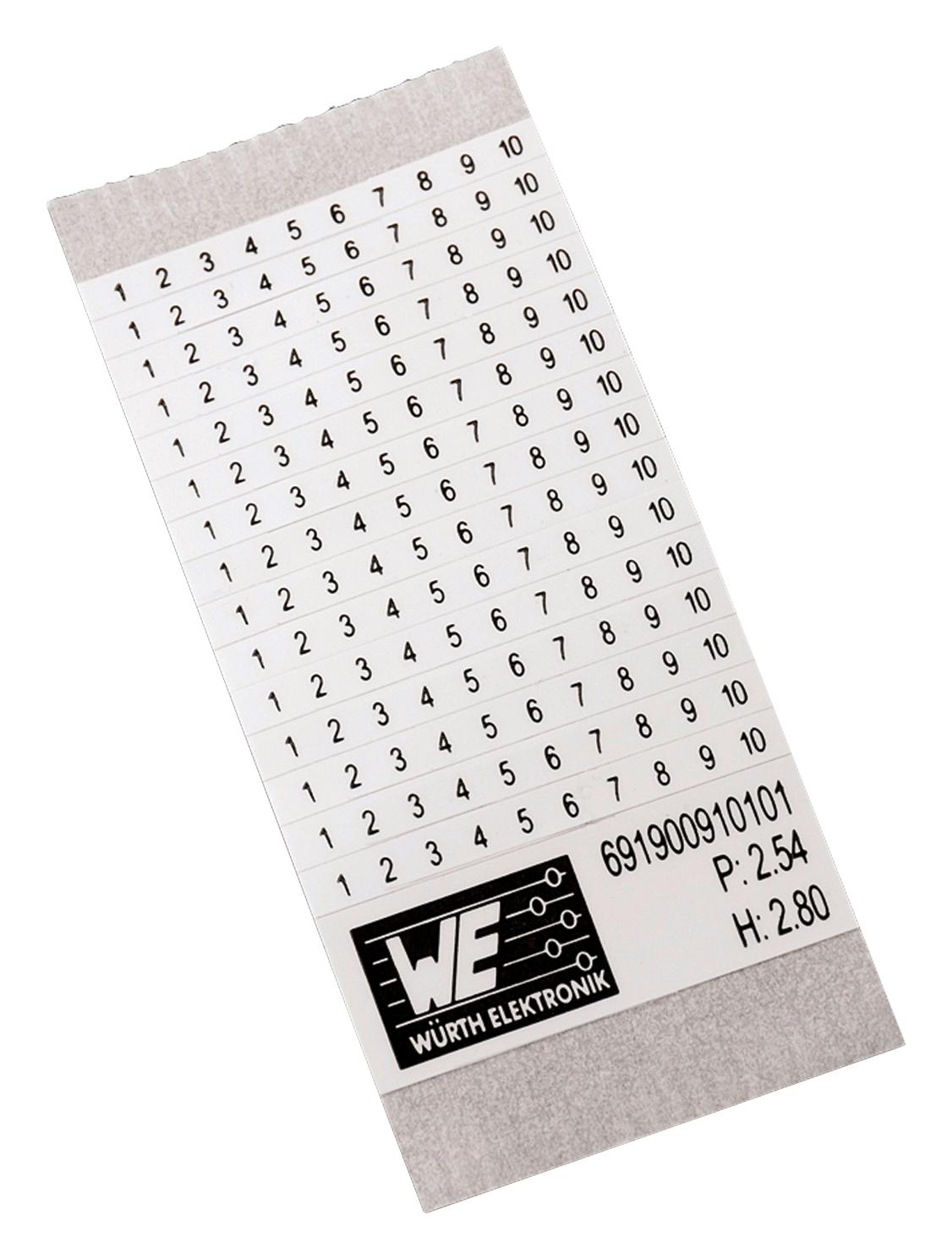 691900710102 TERMINAL BLOCK, LABEL, 1-10, 5MM WURTH ELEKTRONIK