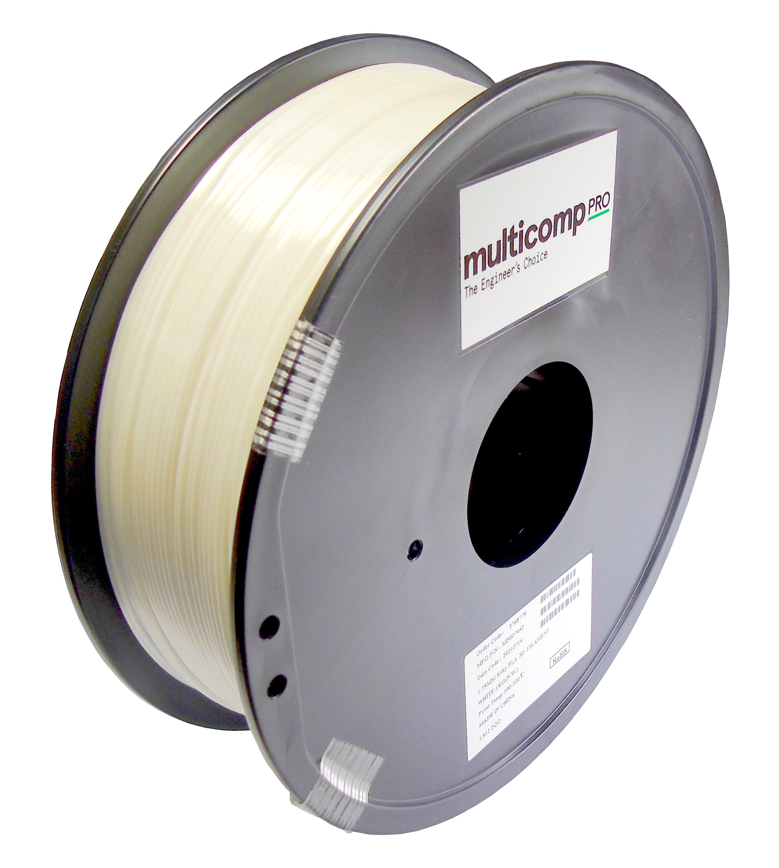 MP007442 3D FILAMENT, SILK PLA, 1.75MM, 1KG/WHT MULTICOMP PRO