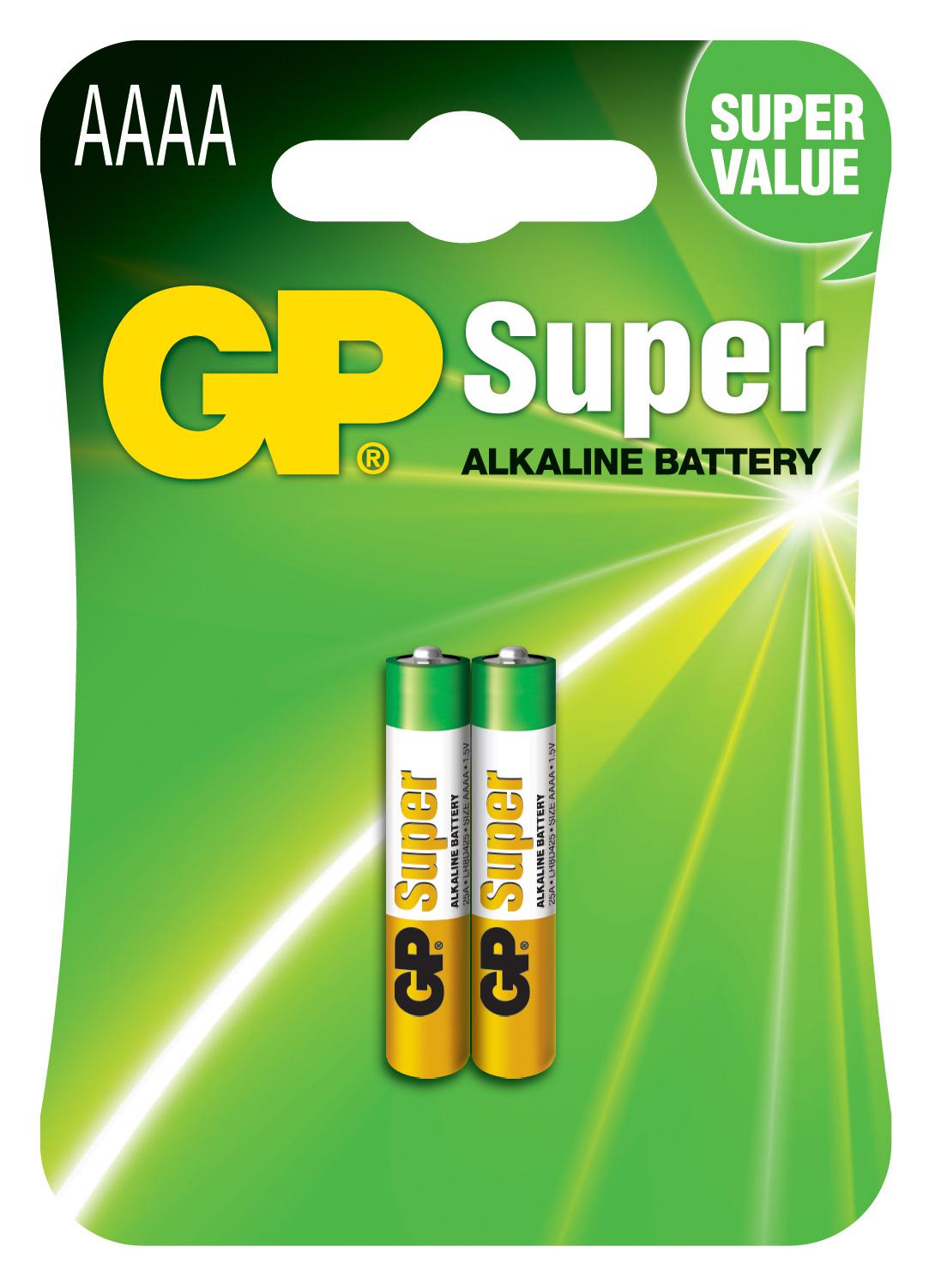 GPPCA025A001 BATTERY, ALKALINE, AAAA, 1.5V, PK2 GP BATTERIES