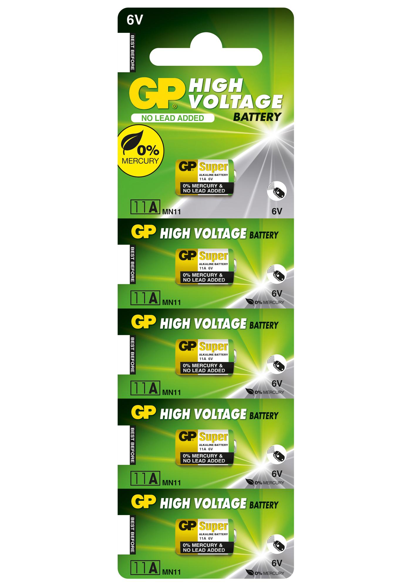 GPPBA11AF003 BATTERY, ALKALINE, 6V, A11, PK5 GP BATTERIES