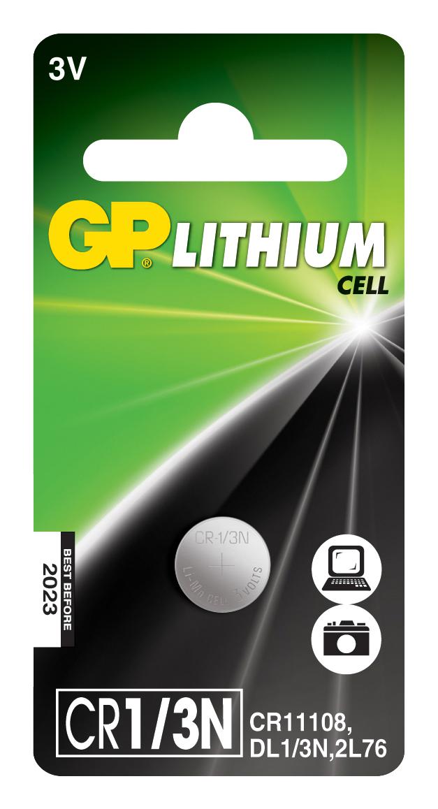 GPPBL1/3N000 BATTERY, LITHIUM, 3V, 160MAH GP BATTERIES