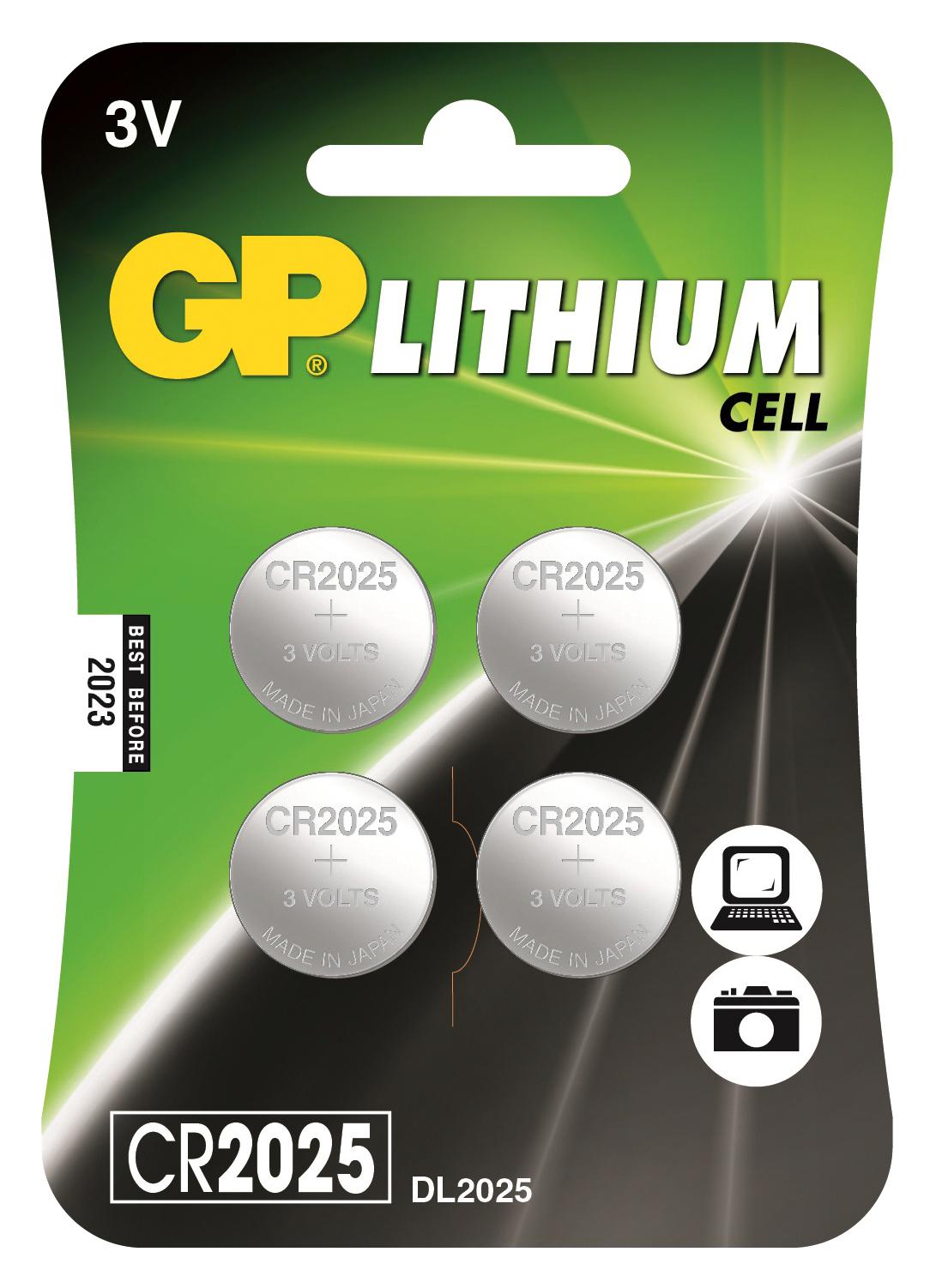 GPPBL2025154 BATTERY, LITHIUM, 3V, 160MAH, PK4 GP BATTERIES
