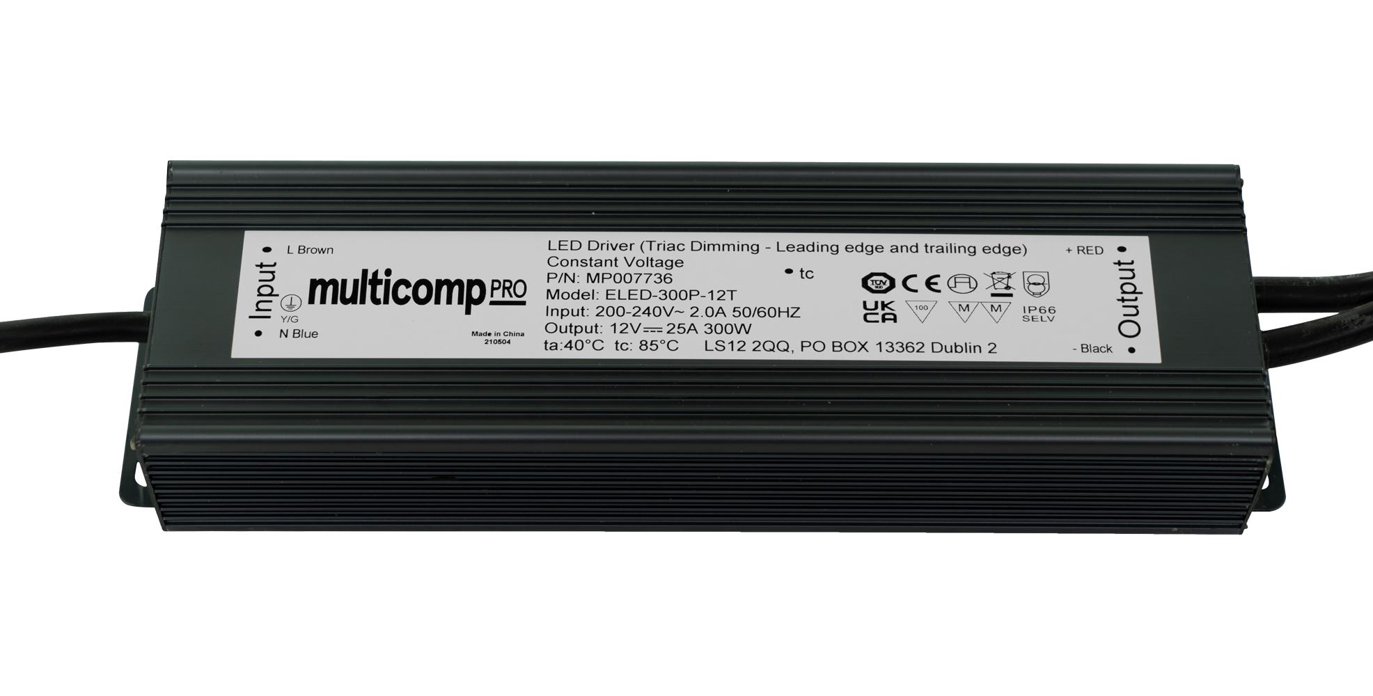 MP007736 LED DRIVER, CONSTANT VOLTAGE, 300W MULTICOMP PRO