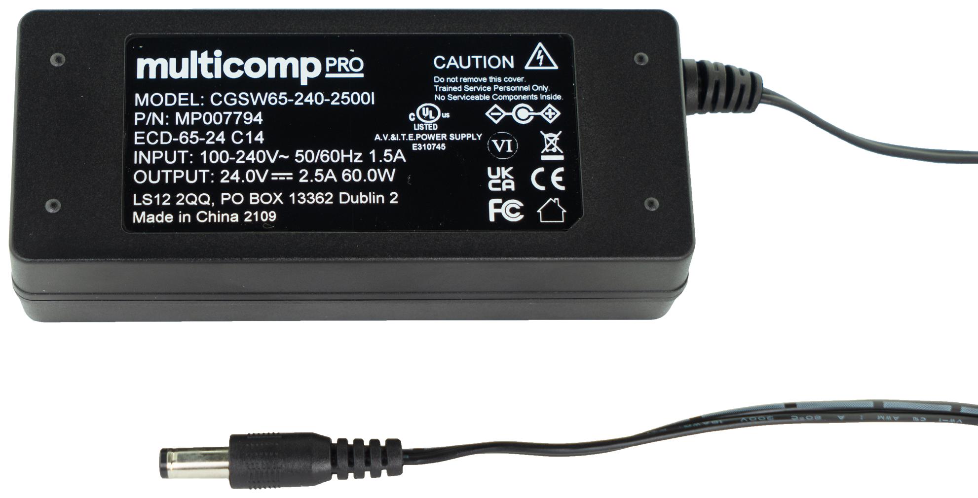 MP008786 ADAPTER, AC-DC, 15V, 4A MULTICOMP PRO