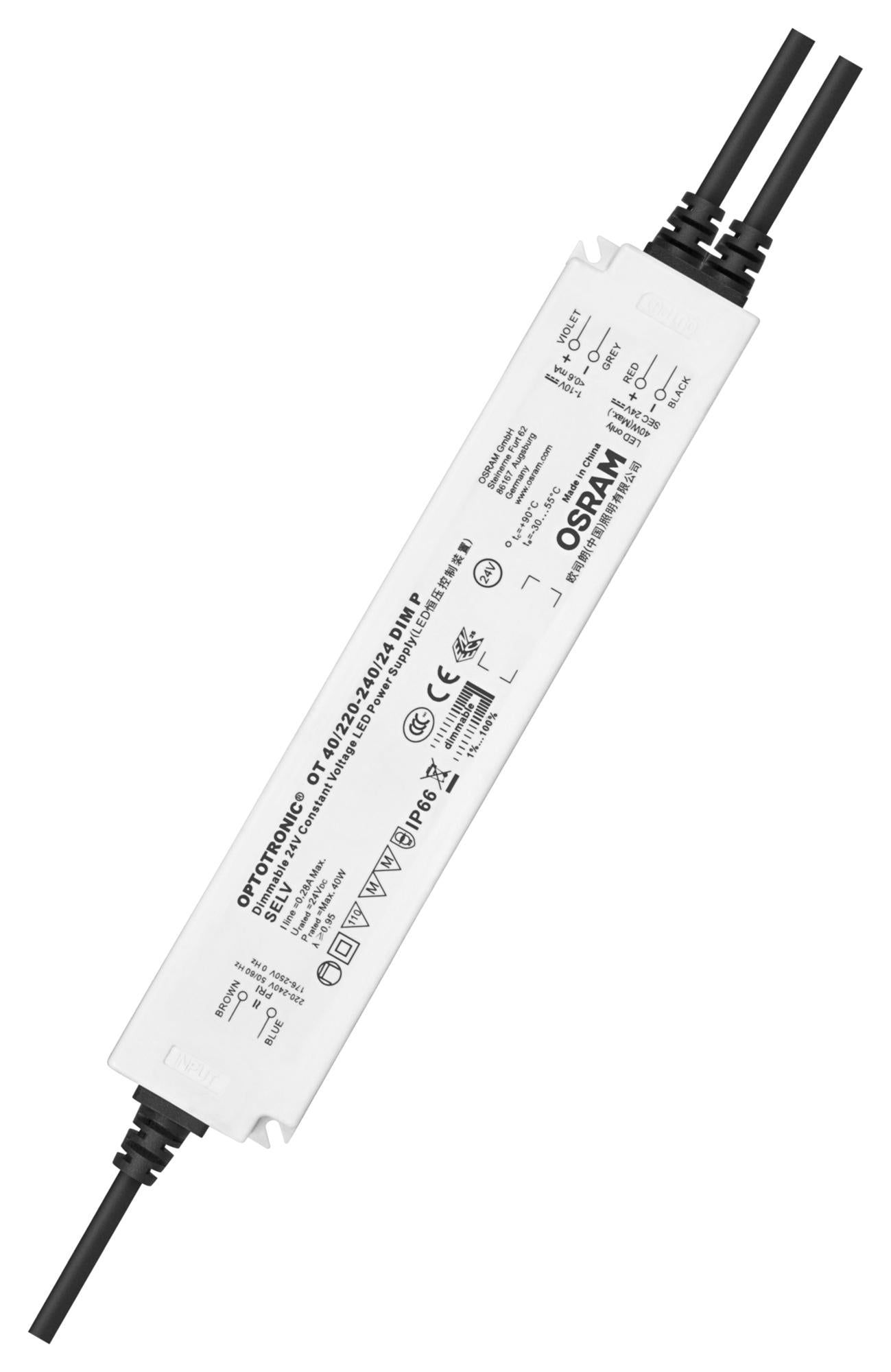 OT-40/220-240/24-DIM-P LED DRIVER/PSU, CONSTANT VOLT, 40W OSRAM
