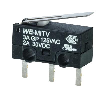 463092370402 MICROSWITCH, SPST, 2A, 30VDC, 80GF, THT WURTH ELEKTRONIK