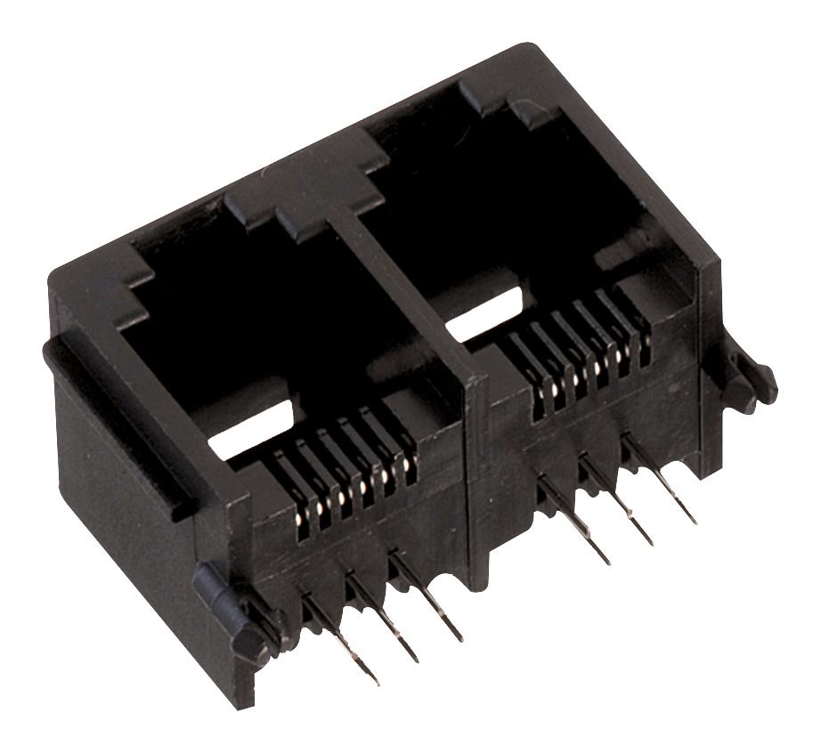 615012143921 MODULAR CONN, R/A JACK, 6P6C, 2GANG, TH WURTH ELEKTRONIK