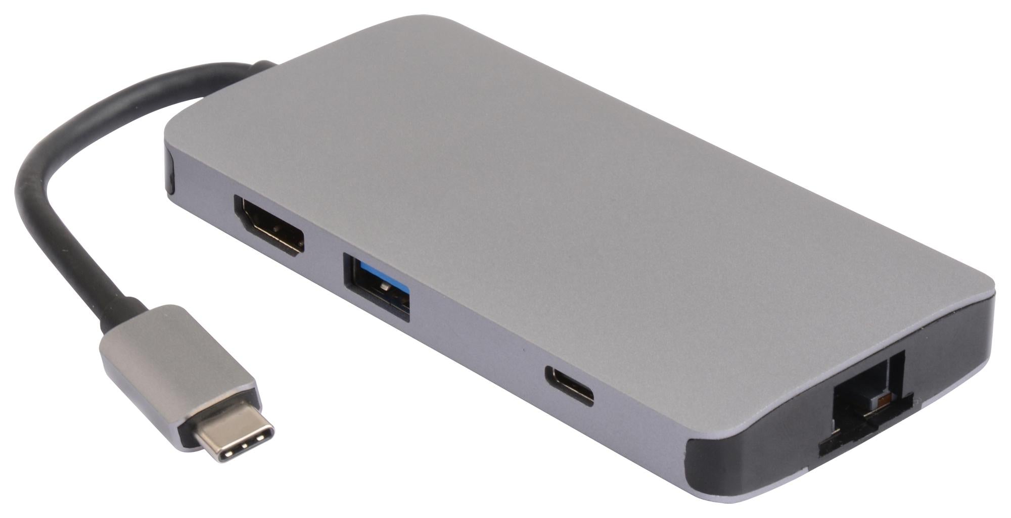 MP008594 USB 8-IN-1 TYPE-C HUB, ALUMINIUM ALLOY MULTICOMP PRO