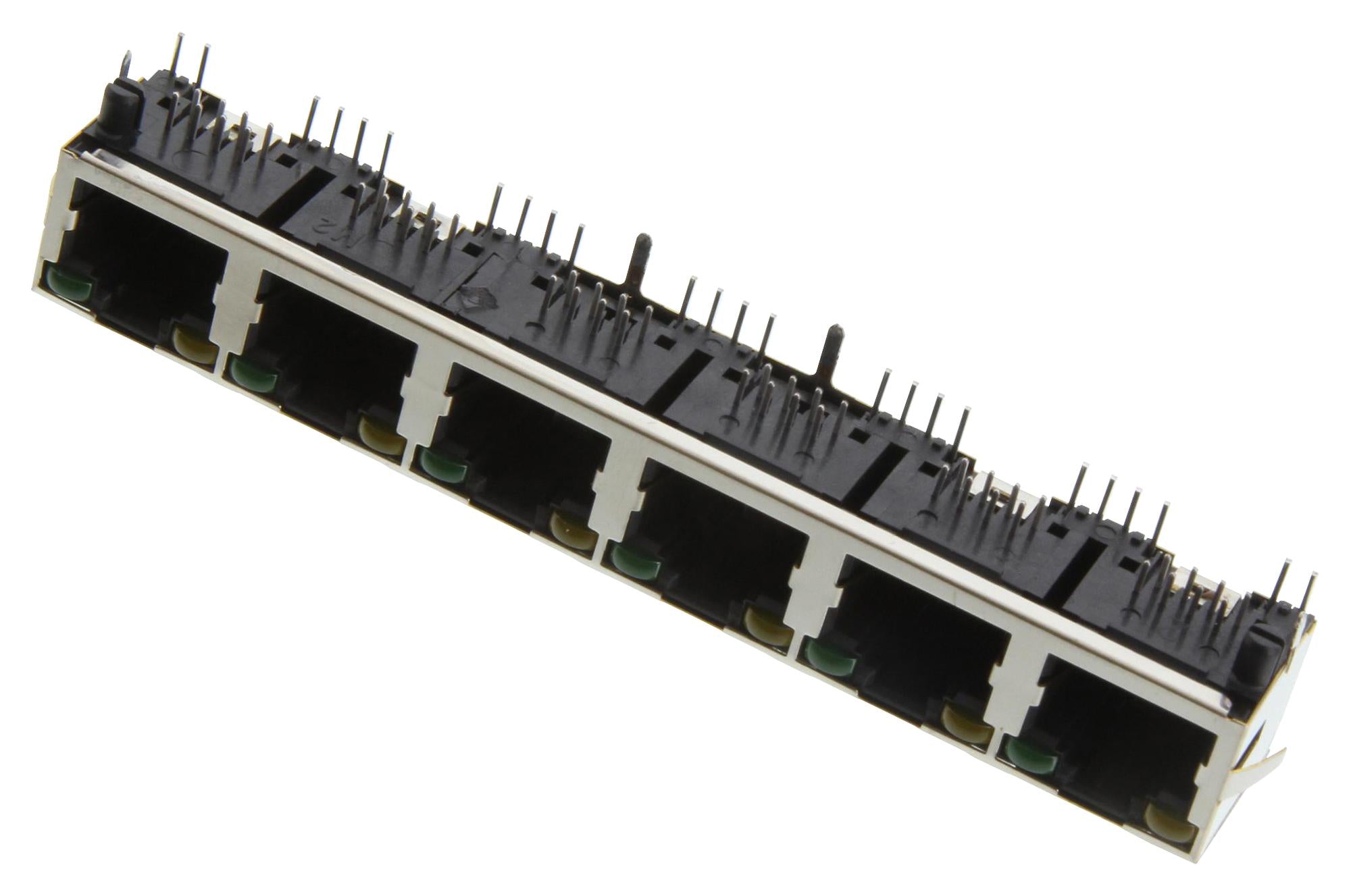 RJHSE538106 RJ45 CONN, R/A JACK, 8P8C, 6GANGED, TH AMPHENOL ICC