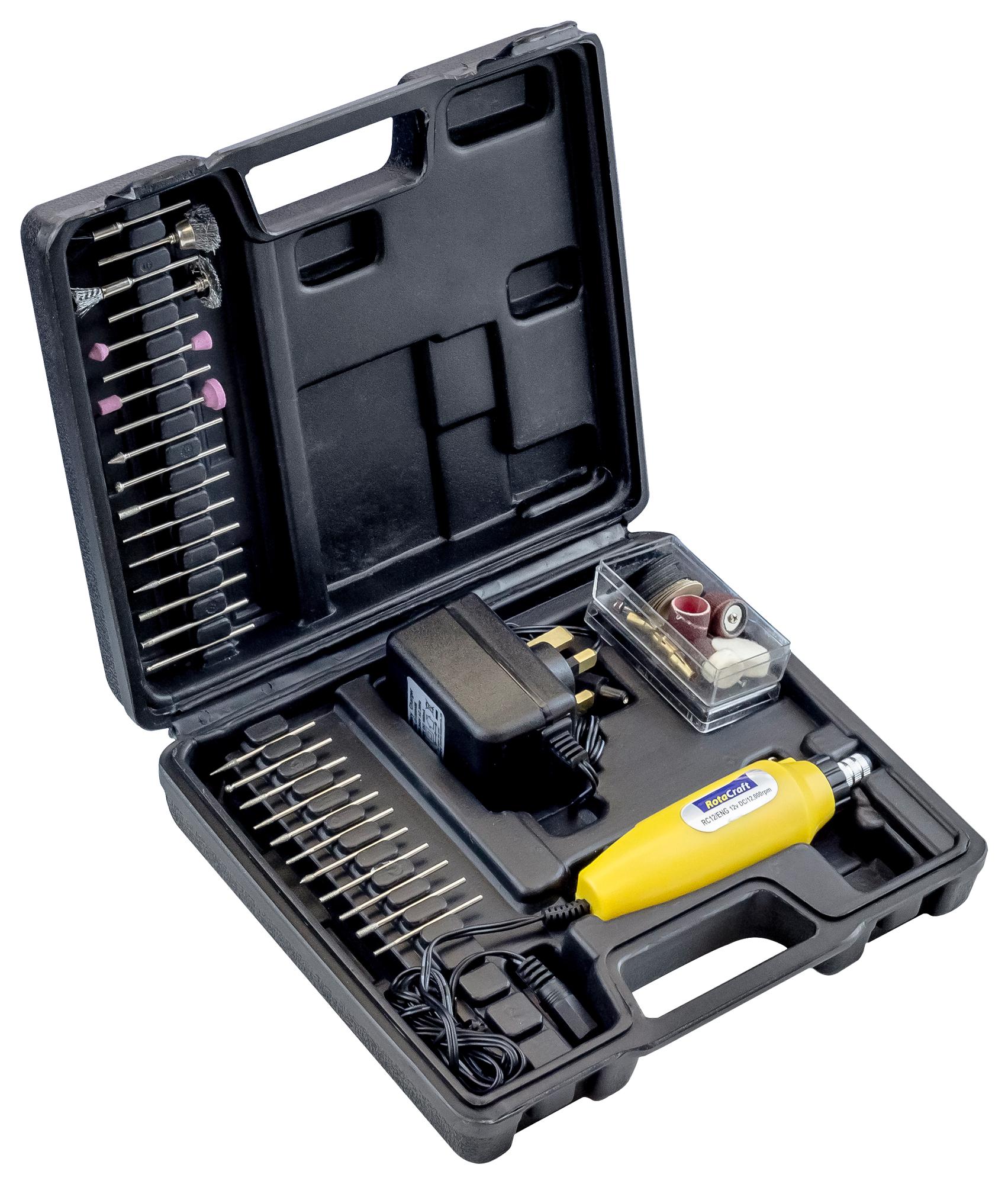 RC12/75A ROTARY TOOL KIT, 12V, 75PCS ROTACRAFT