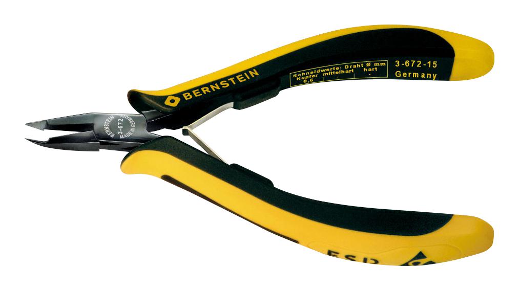 3-672-15 EUROLINE CONDUCTIVE CUTTER, TIP, OBLIQUE, ESD SAFE BERNSTEIN WERKZEUGFABRIK