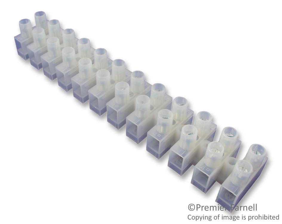 HY-434/12 NY-LP TERMINAL BLOCK, BARRIER, 12POS, 12MM 41A HYLEC