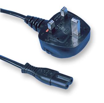 PE01079 PWR CORD, UK MAINS PLUG-IEC 60320 C7, 1M PRO ELEC