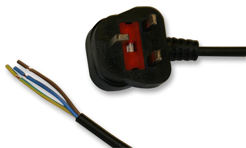 PE01020 LEAD UK PLUG-BARE END 13A 2M BLK PRO ELEC