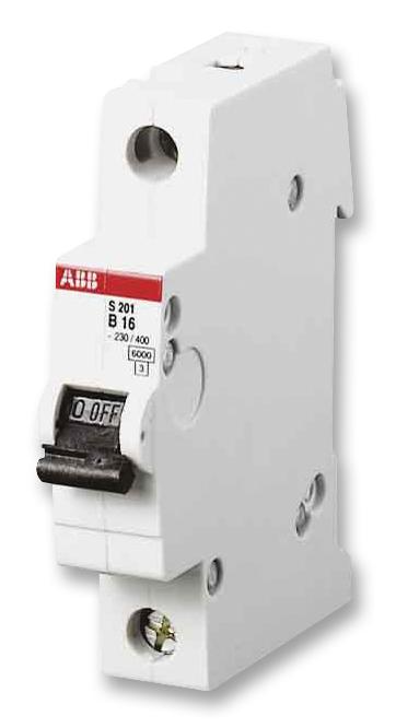 S201MC16 MCB, 1 POLE, 16A, 10KA, C CURVE ABB