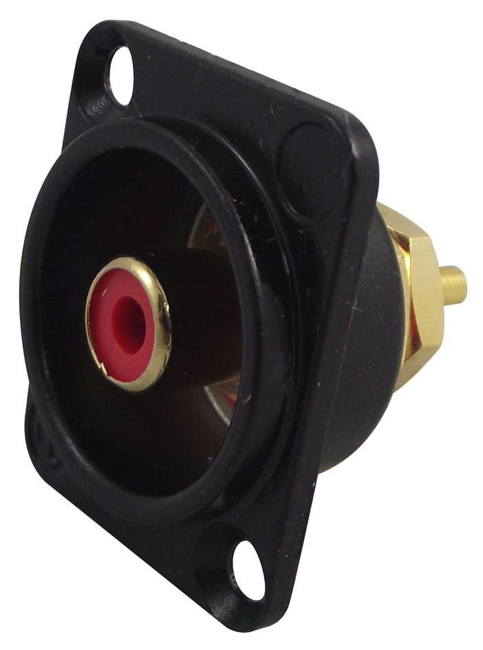NF2D-B-2 SOCKET, PHONO, BLACK, D, RED NEUTRIK