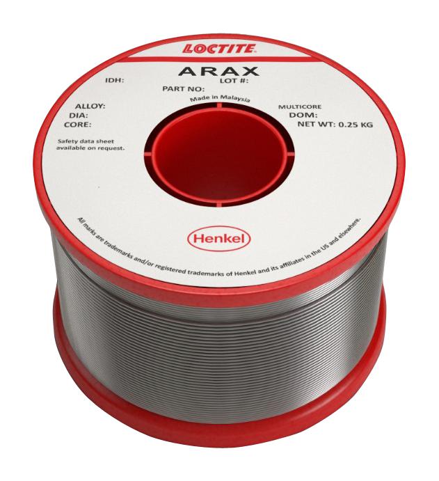 ARAX 96S 4C 1.6MM G 250G SOLDER WIRE, ARAX 96S, 1.63MM, 250G MULTICORE / LOCTITE
