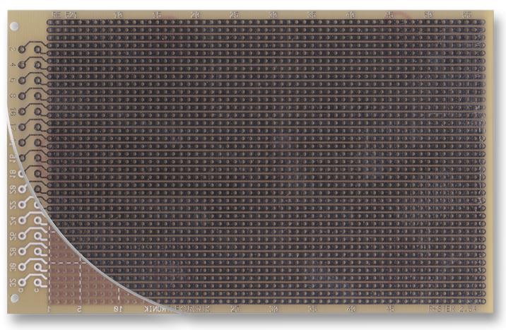 RE521-LF PCB, EUROCARD, FR4, STRIPES, 2.54MM ROTH ELEKTRONIK