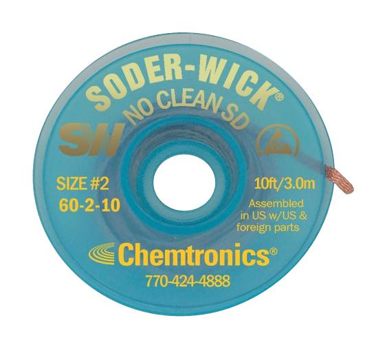60-2-10 DESOLDERING BRAID, 1.5MM, 3.0M CHEMTRONICS