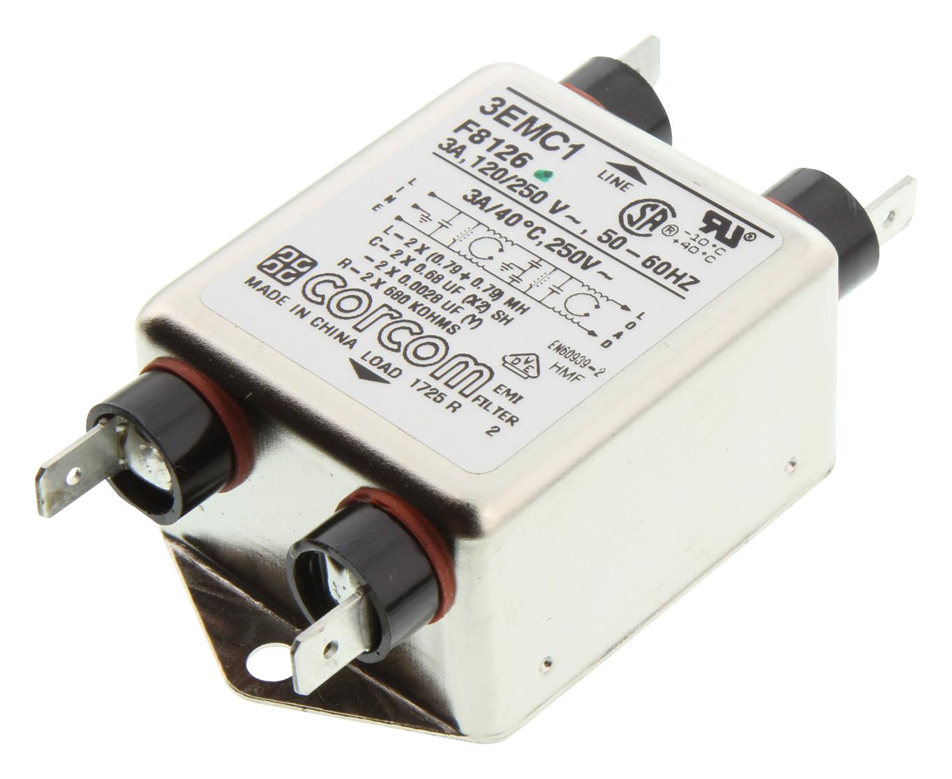 3EMC1 FILTER, 3A, 1 PHASE CORCOM - TE CONNECTIVITY