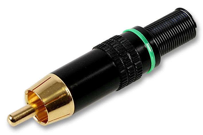 AV19332 PHONO PLUG, BLACK/GOLD, GREEN PRO SIGNAL