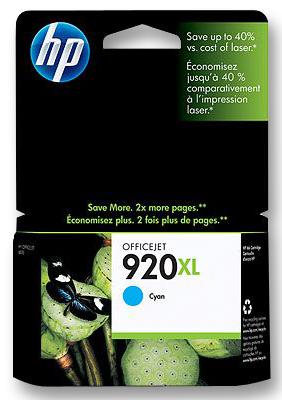 CD972AE INK CARTRIDGE, HP920XL, CYAN HEWLETT PACKARD