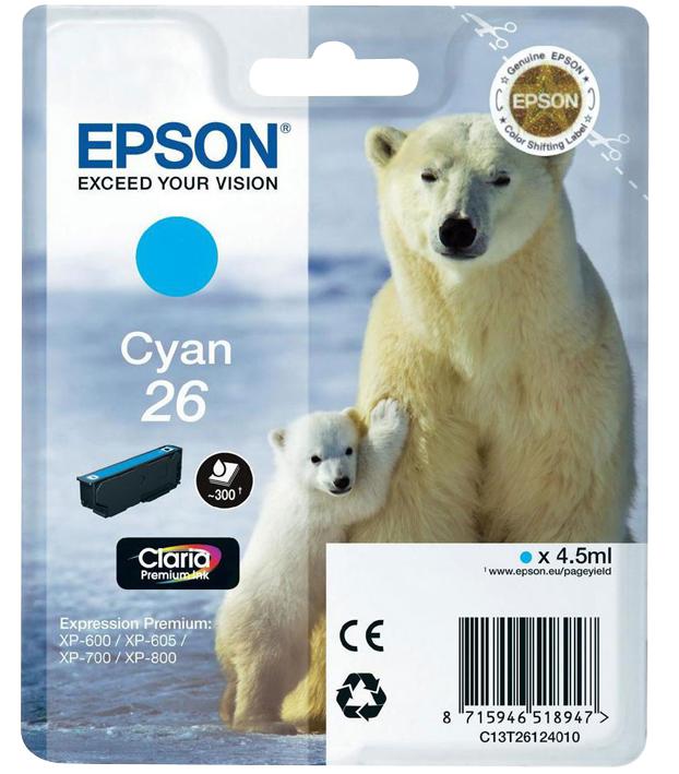 C13T26124010 INK CARTRIDGE, T2612, CYAN, EPSON EPSON