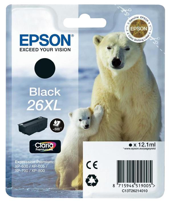 C13T26214010 INK CARTRIDGE, T2621, BLACK XL, EPSON EPSON