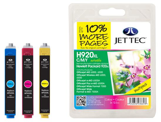 H920C/M/Y/XL INK CART, REMAN., HP920C/M/Y XL, COLOUR JET TEC