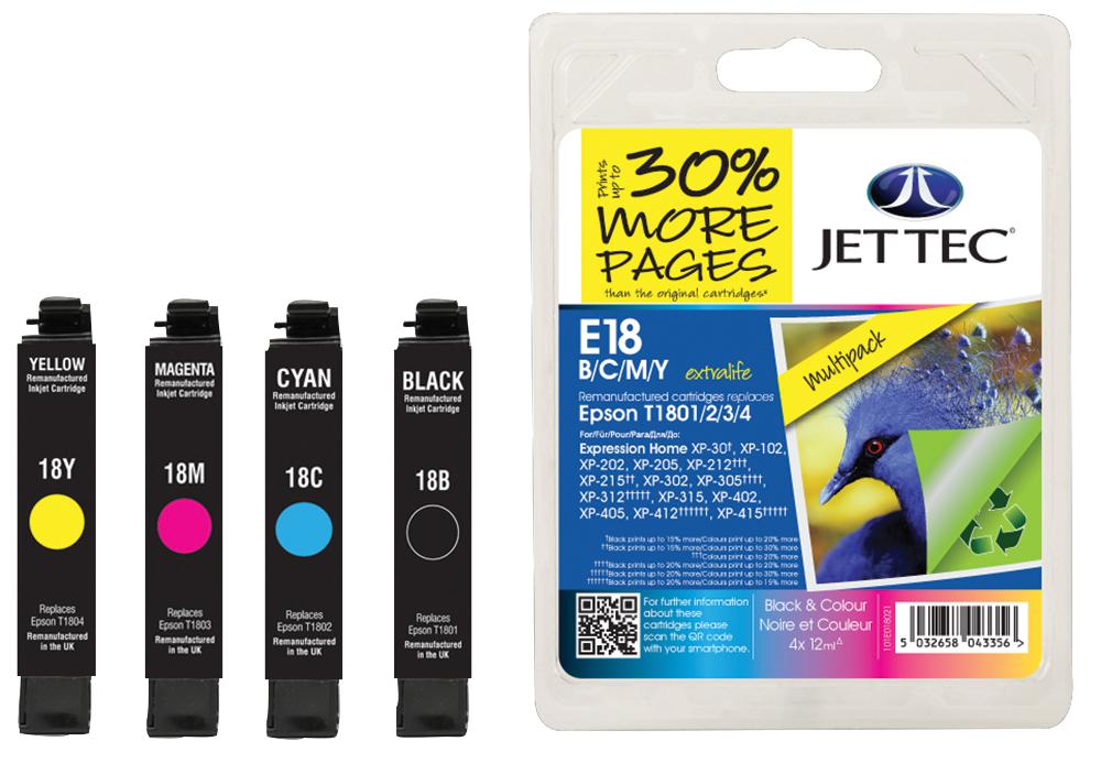 101E018021 INK CART, REMAN, T1806 BCMY MULTIPACK JET TEC