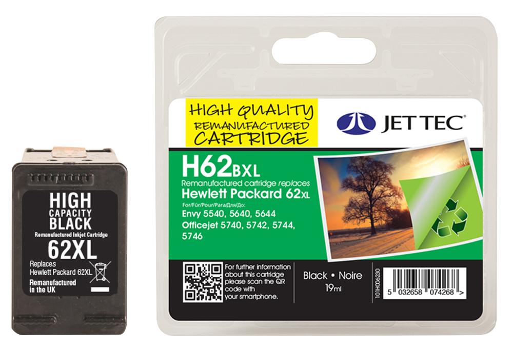 124H006230 INK CART, REMAN, HP62XL BLACK JET TEC