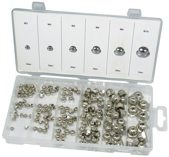 D01902 HEX NUT SET, DOMED, 150PCS DURATOOL
