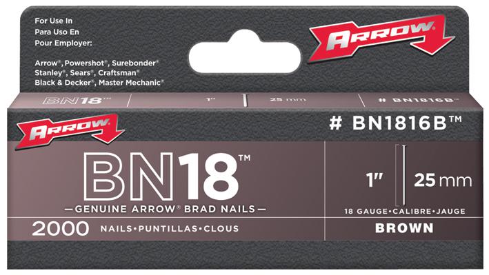 BN1816B 25MM BROWN BRADS (2000) ARROW FASTENER