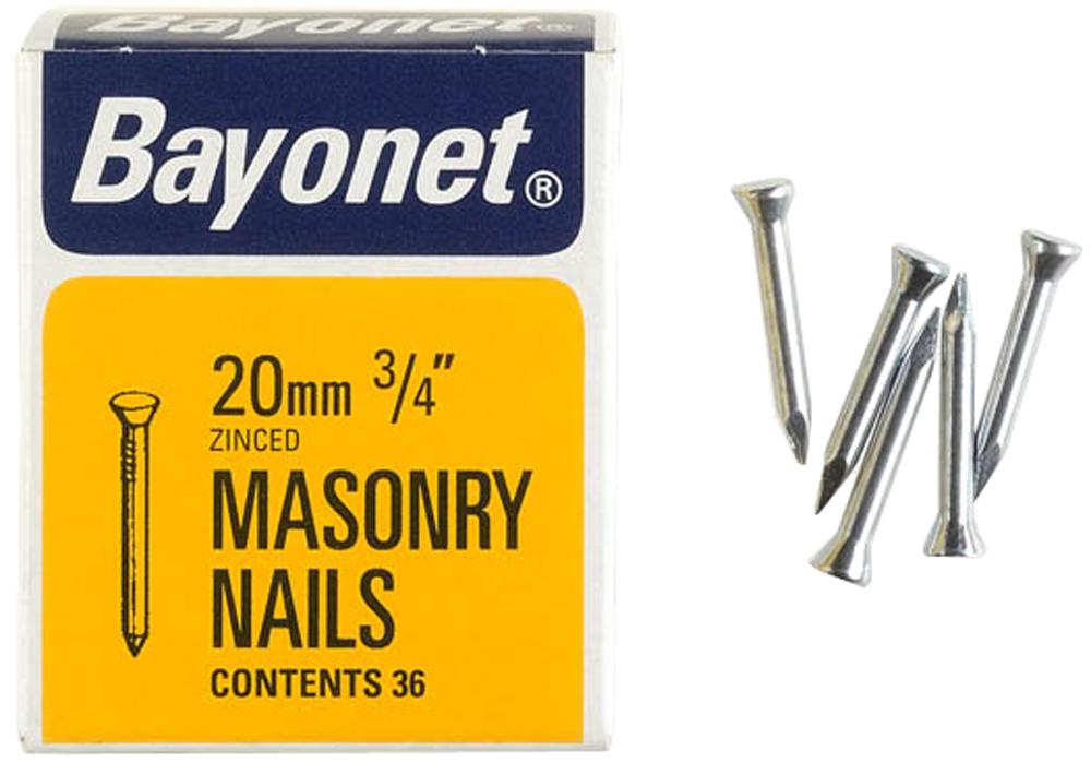 12202 MASONRY NAILS ZINC PLATED, 20MM (PK36) CHALLENGE