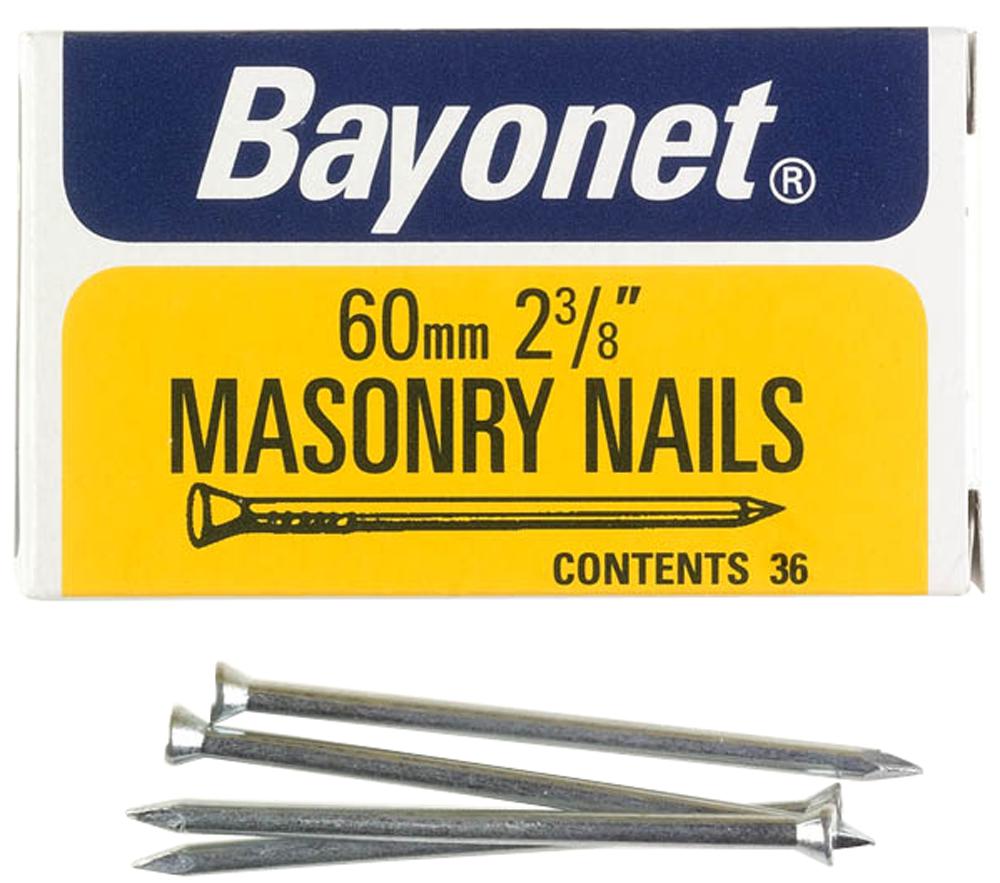12212 MASONRY NAILS ZINC PLATED, 60MM (PK36) CHALLENGE