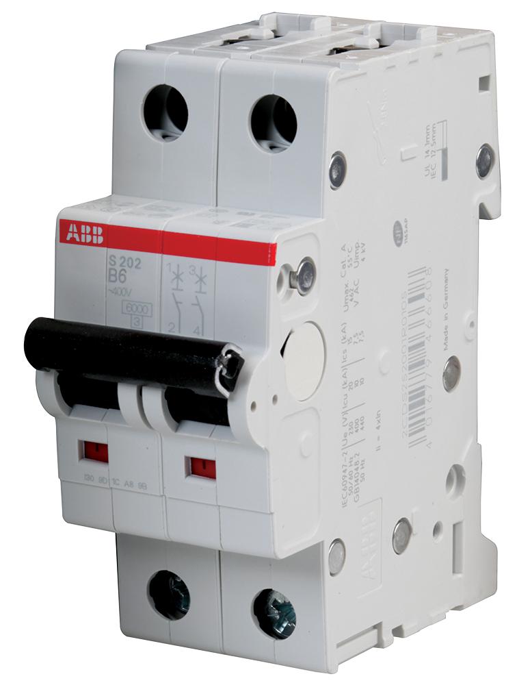 S202-B6 CIRCUIT BREAKER, THERMAL MAG, 2 POLE ABB