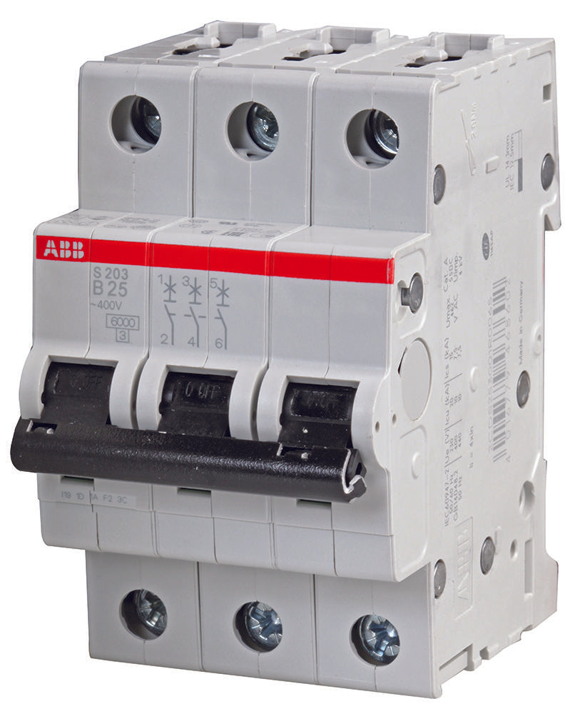 S203-B25 CIRCUIT BREAKER, THERMAL MAG, 3 POLE ABB